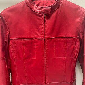 Red genuine leather jacket